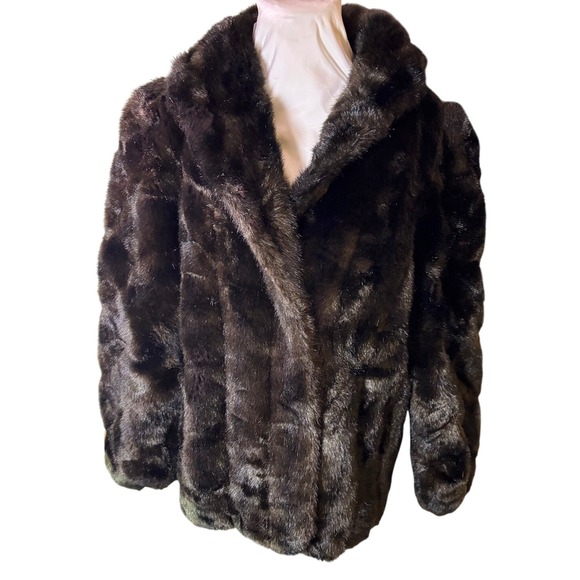80's Jordache Faux Fur Coat Jacket M/L Brown Modacrylic Acrylic Women's Vintage - Picture 1 of 14